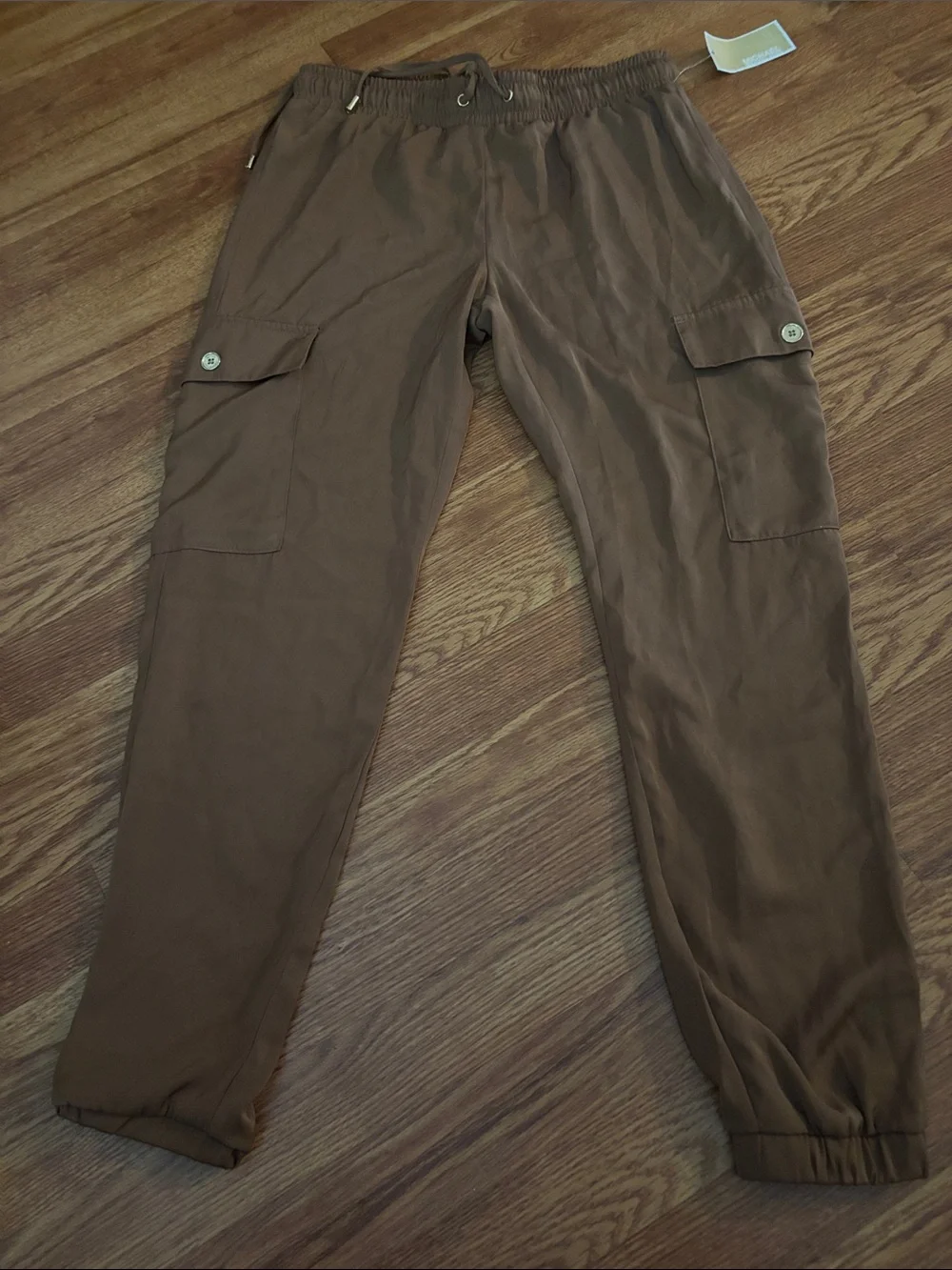 Women’s Brown Cargo Pants with Elastic Anklew